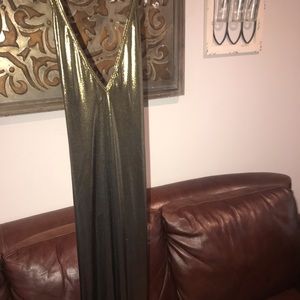 Glam Gold Nylon Maxi Dress
